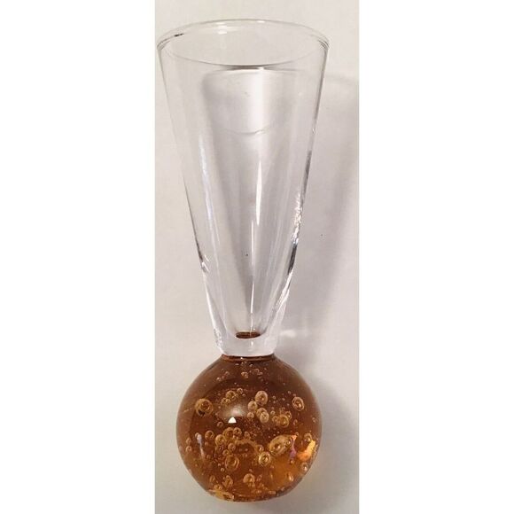 Vintage Hand Blown Cordial Bubble Ball Shot Bar Glasses Set of 4 - Picture 5 of 12